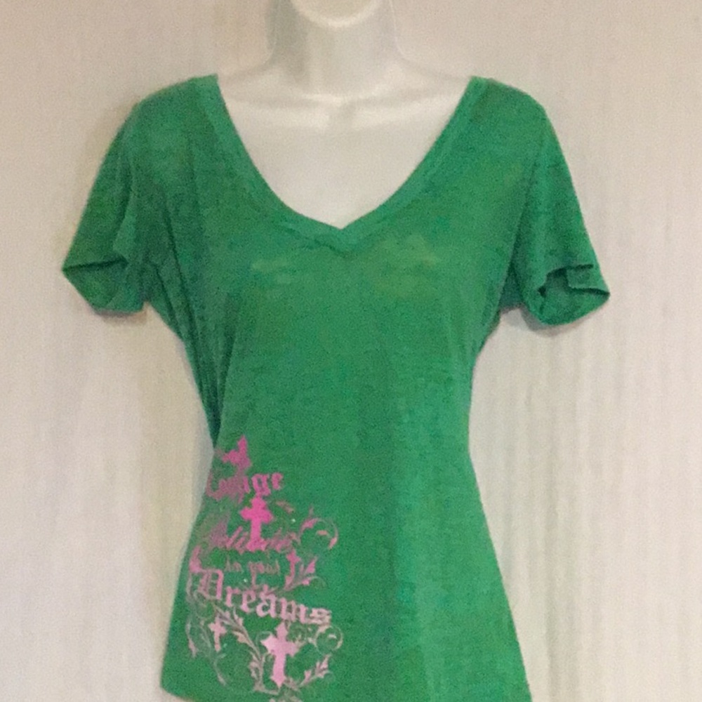 Dream Tee Shirt Emeral Green Pink L